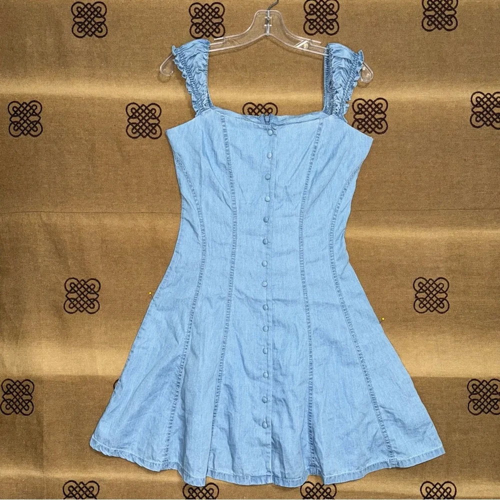 Guess NWT! Sweetheart Light Blue Scarlette Denim Mini Dress Size XS - Picture 1 of 16